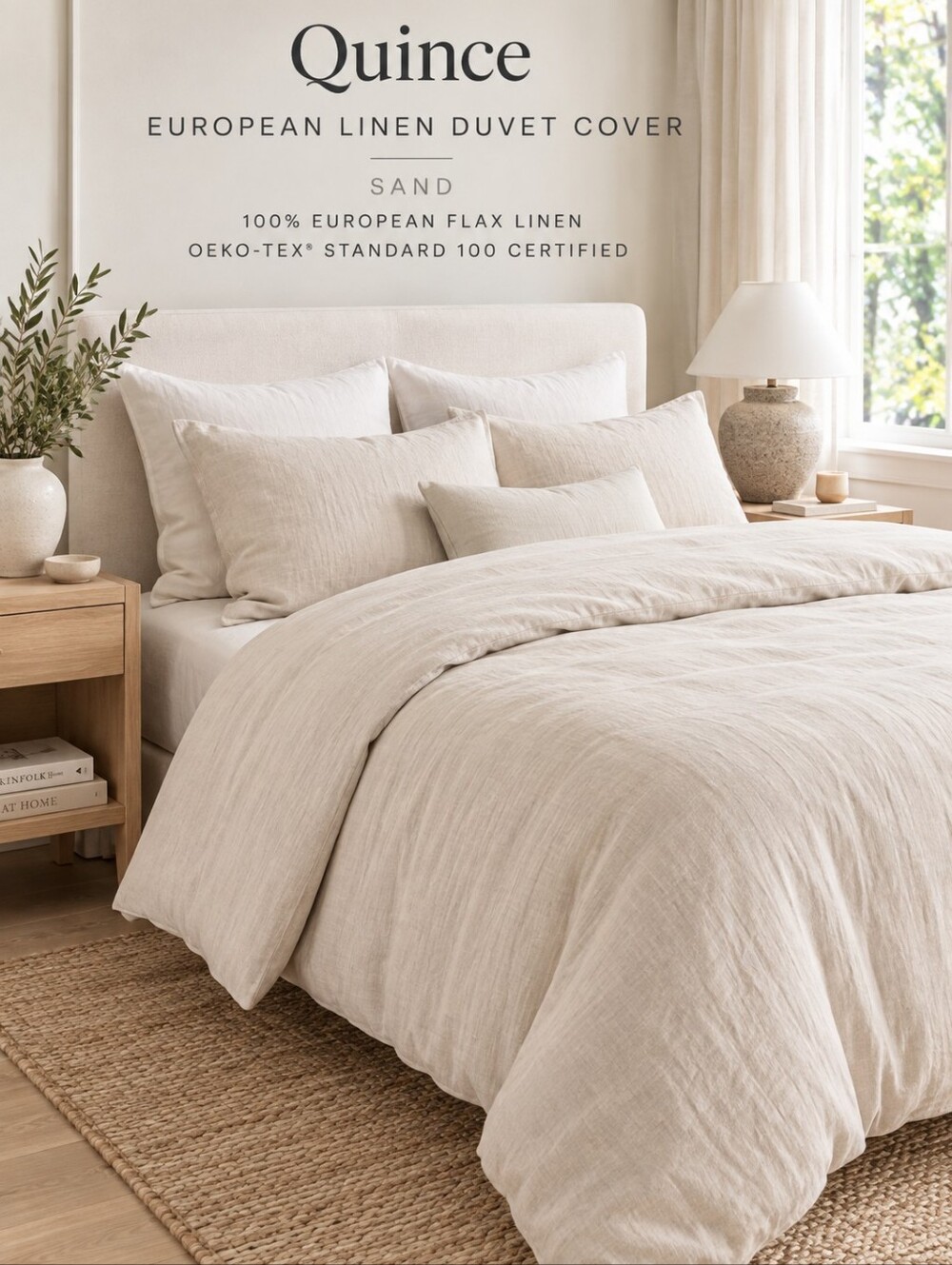Quince European Linen Duvet Cover Full Queen Sand Beige 100% Flax NWOT